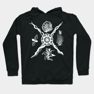 Native American Sacred Plant White Print Hoodie